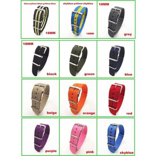 Hot sale ! Wholesale 10PCS /lots High quality 18MM Nylon Watch band NATO straps waterproof watch strap - 20 color available