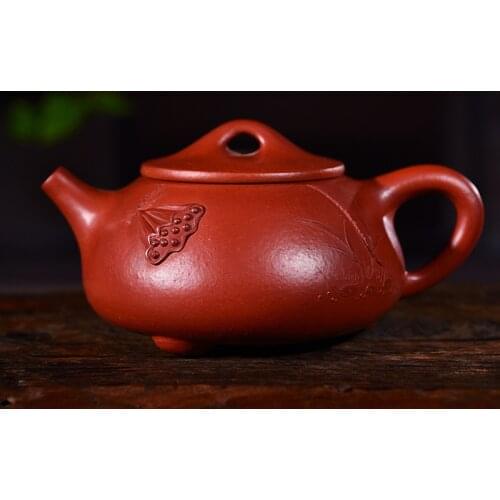 Yixing Purple Sand Pot Genuine Pure Handmade Raw Mine Zhuni Dahongpao Lianpengshi Pot Kungfu Teapot Tea Set