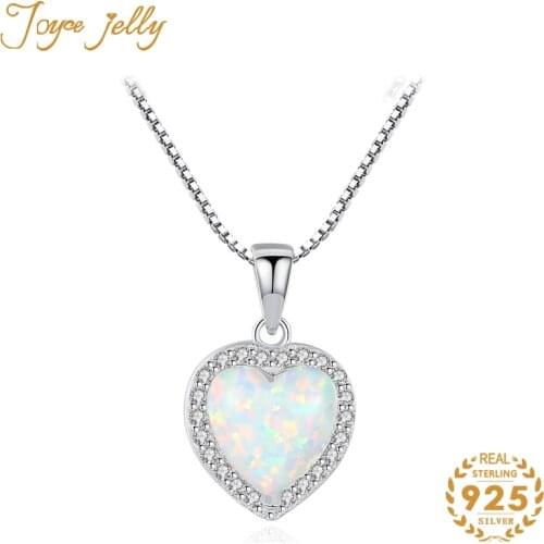 JoyceJelly Trendy 925 Sterling Silver Necklace Heart Shaped Opal Gemstone Silver Gold Color Chain for Women Gifts Luxury jewelry