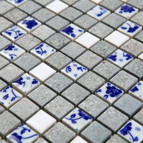 Ceramic blue and white porcelain mosaic kiln tiles mosaic HMCM1049 kitchen backsplashl tile bathroom floor ceramic wall tiles