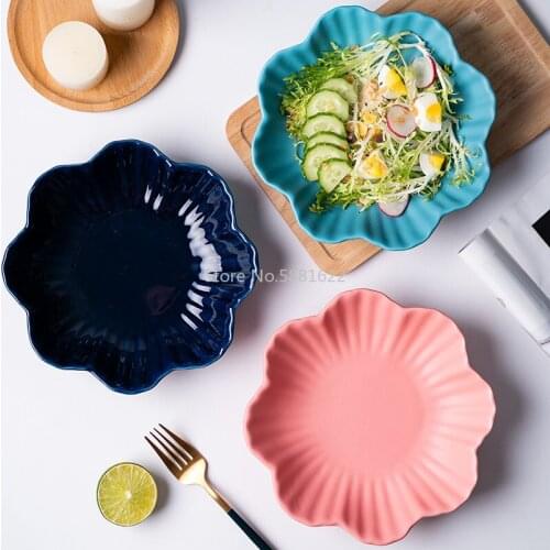 Ceramic Dish, Household Tableware, Rice Dish, Soup Dish, Flower-shaped Dish, Creative European Style Deep Dish Good-looking Dish