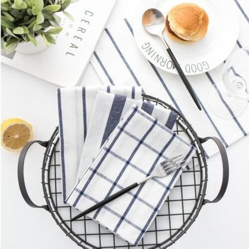 Korean Style Placemats Plaid Table Mats Nordic Tableware Pad Heat Resistant Tea Cup Coaster Striped Tablecloth Dining Room Decor