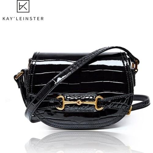 New Fashion Genuine Leather Small Bag Retro Saddle Bags Female Crossbody Bag Crocodile Pattern Solid Ladies Shoulder Piggy Bags