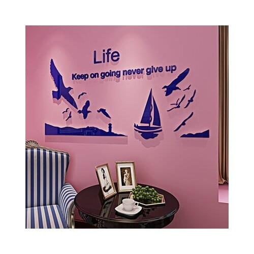 New arrival Seagull sailing boat sofa wall stickers Cartoon Children room Acrylic 3d wall stickers Home DIY decor