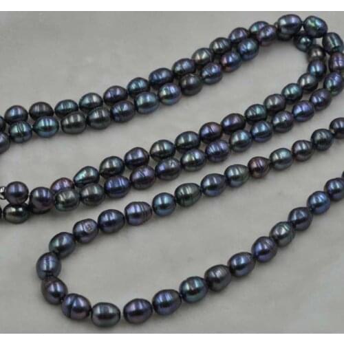 20" length 11-12*12-15mm black freshwater pearl necklace free shipping