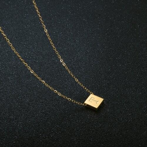 Initial A-Z Letter Necklace Women Square Charm Pendant Necklace For Stainless Steel Fashion Necklace Jewelry