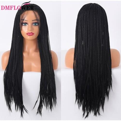 Dirty braid synthetic lace front wig for African women free seamless black ponytail crochet new fashion style different colors