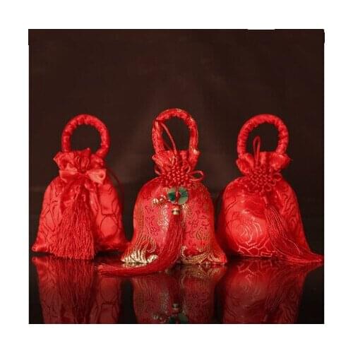 PASAYIONE Embroidery Red Brocade Candy Bag Traditional Chinese Style Luxury Wedding Event Party Supplies Favors Gift Sugar Decor