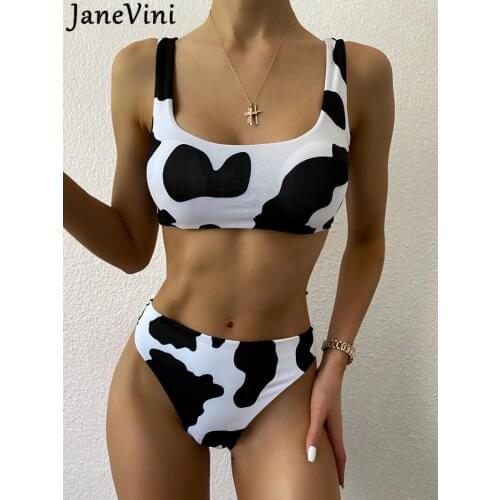 JaneVini Sexy Cows Print Bathing Suits Underwear Bikini Set 2021 Women Female 2 Pieces Swimsuit Beach Swimwear Bikini Tiro Alto