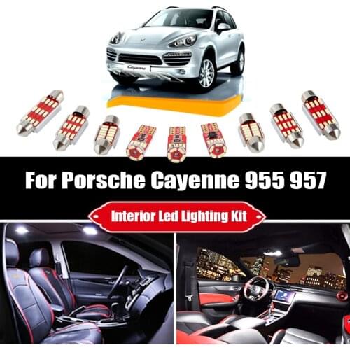 15pcs For 2003-2010 Porsche Cayenne 955 957 License Plate Light White Canbus Error Free LED Interior Dome Map Lights Package Kit