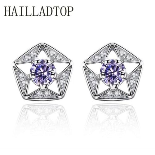 Stud Earring With CZ Diamonds Five-pointed Star Pendant Retro Personality Hollow Pendant luxury Stud Earrings For Women Girl