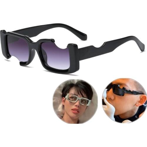 2021 Rectangle Sunglasses Women Men Fun Sunglasses Distinctive Incomplete Style Gradients Sunglasses Lens PC Frame UV400