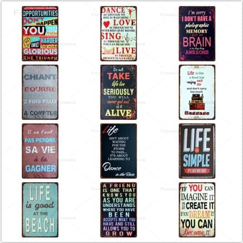 Dance Love Sing Life Metal Signs Retro Tin Plates Home Decoration Family Rules Wall Art Iron Painting 20x30cm