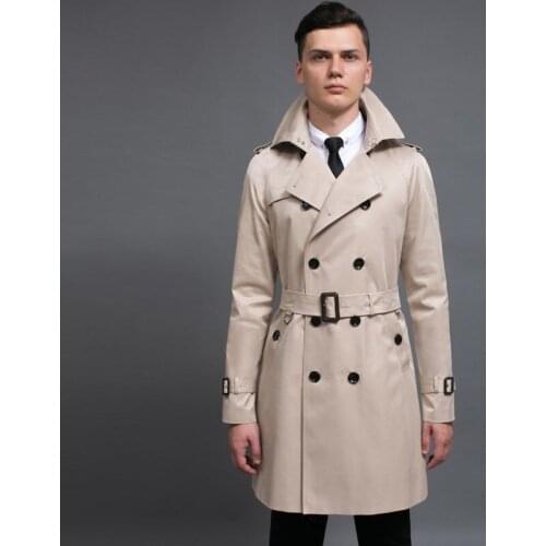2020 New Business Men Mid Long Trench Slim Fit Military Double Breasted Motorcycle Windbreaker Overcoat Belt Coats Big Size 6XL