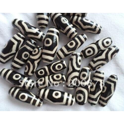 TSB0436 Tibetan Dzi Three Eyes Dzi Beads Black and White Dzi Real Carnelian 10beads lot