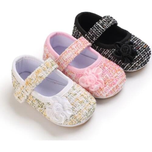Baby Girls First Walking Shoes Kids Cotton Flower Autumn Princess Shoes Party Wedding Baby Girls Dance Shoes