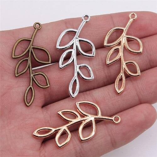 WYSIWYG 10pcs 41x20mm Pendant Hollow Branch Leaf Branch Charm Pendants For Jewelry Making Branch Leaf Pendants
