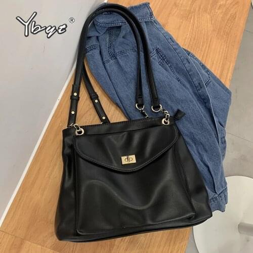High Quality PU leather Womens Handbags 2021 Vintage Casual Chain Female Shoulder Messenger Bag Big Capacity Black Travel Totes
