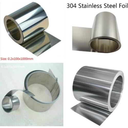 1pc 0.2mm Thickness Silver 304 Stainless Steel Fine Plate Sheet Foil 100mmx1m For Electronic Equipment Etc