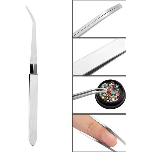 1pc Nail Art Tweezers Stainless Steel Nail Shaping Clip Crystal Nail Special Shaping Tweezers Convenient UV Gel Fixed Tools