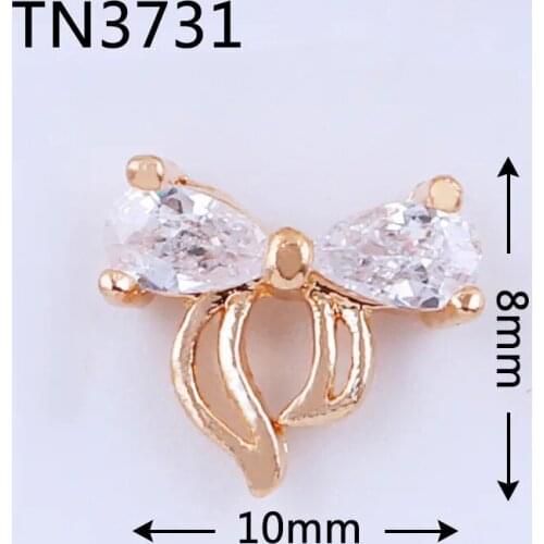 10pcs/lot 3D Bow TN3731 alloy Zircon Nail Art Crystals Rhinestones decor jewelry supplies nails accessories decorations charms