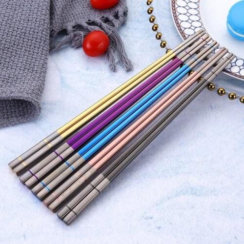 200pairs Stainless Steel Tableware Chopsticks Kitchen Supplies Reusable Chinese Dinnerware Non-slip Food Chop Sticks NO243