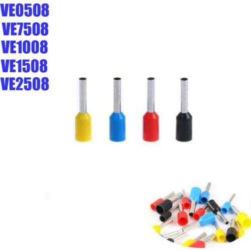 500pcs/lot VE0508 VE7508 VE1008 VE1508 VE2508 European terminal Pin Tubular Wiring Connector
