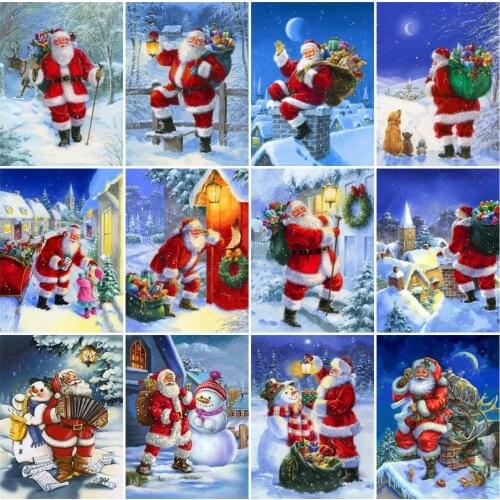 AZQSD Diamond Painting Santa Claus Cross Stitch Rhinestones Needlework Diamond Embroidery Christmas Portrait Mosaic Home Decor