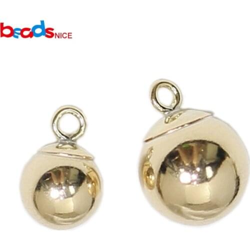 Beadsnice Gold Filled Round Ball Charm for Necklace Making Jewelry Supplies 39796