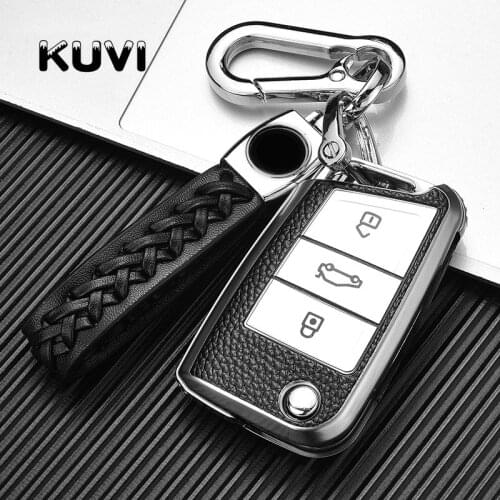 Car Key Case Cover For Volkswagen VW Polo Golf 7 MK7 Tiguan passat For Skoda Octavia Kodiaq Karoq For Seat Ateca Leon Key Bag