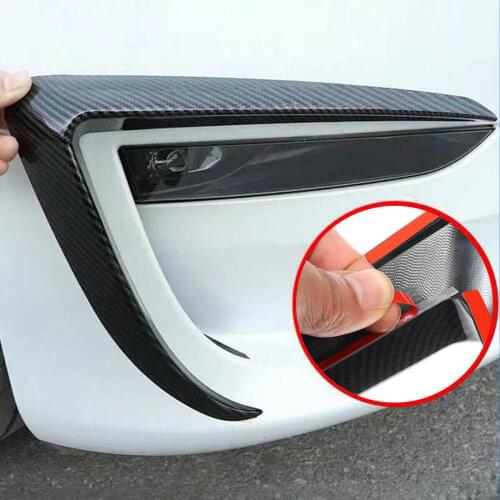 2pcs For Tesla Model 3/Y Matt Carbon Fiber Front Bumper Splitter Canard Fog Lamp cover