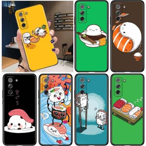 Sushi Pug for Samsung Galaxy S21 Ultra Plus Note 20 10 9 8 S10 S9 S8 S7 S6 Edge Plus Black Phone Case