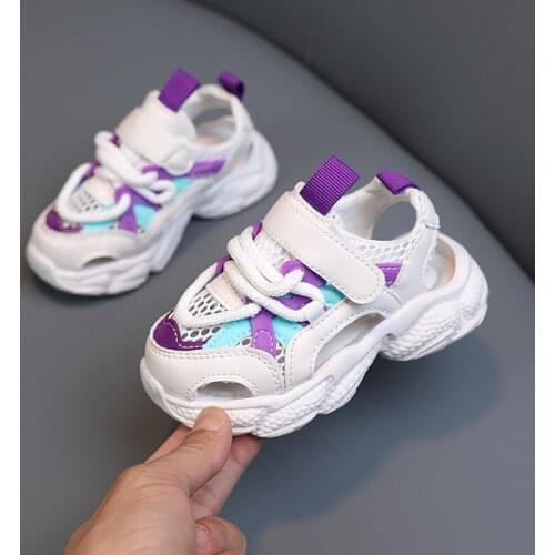 2021 Baby Sports Sandals Barefoot Boys Girls Summer Cut Outs Mesh Sneakers 1-6 Year Kid Running Shoes Soft Bottom Children Shoes