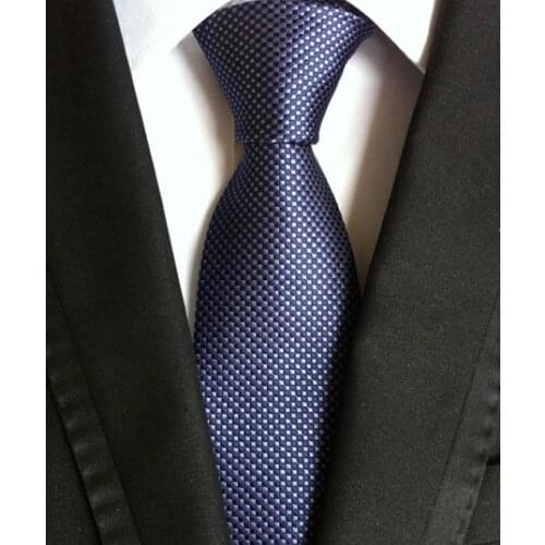 8cm Designer Classic Tie Mens Woven Necktie Dark Blue Geometric Gravata