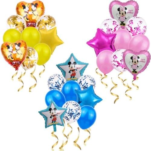 1set Mickey Minnie Foil Balloons Birthday Party Decorations Baby Shower Boy Girl Globos Mickey Minnie Theme Supplies Ballon