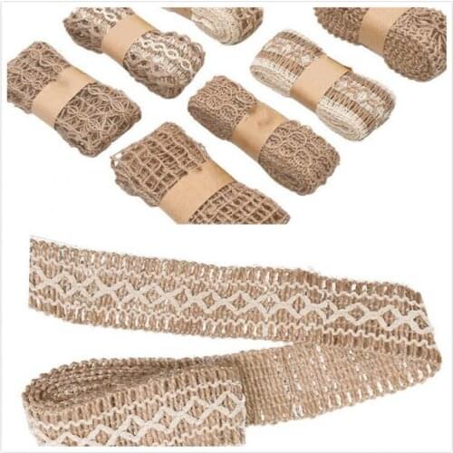 2M Natural Jute Burlap Ribbon Rustic Vintage Wedding Decor Hessian Lace Jute Roll Merry Christmas Party Supplies DIY