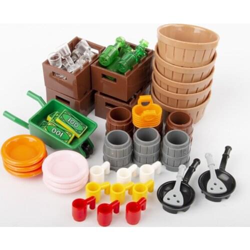 MOC Accessories Toy Kitchen Tools Gift Glasses For Cooking Wine Toys City Building Blocks Bowls Children Play With Friends