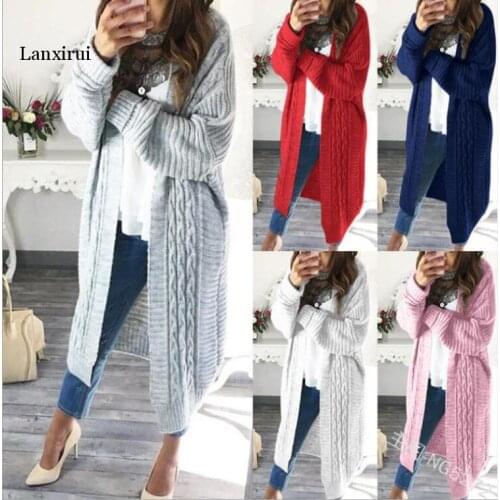 Women Cardigan Sweater Loose Open Casual Fashion Knitted Extra Long Full Sleeve Autumn Winter Ladies Sweaters Cardigans