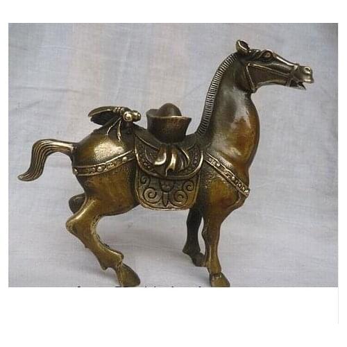 Collectible Chinese horse old copper statue Zodiac decoration bronze factory outlets