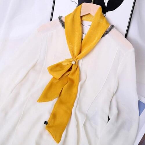 Korean Velvet Fake Collar Neck Guard Scarf Women Silk Scarf Shawl 140x7CM Wrap Narrow Long Satin Double Sided Headband Bib P5