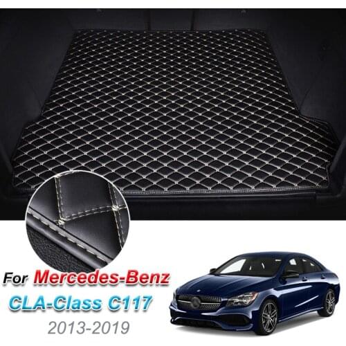 Custom Leather Car Trunk Mats For Mercedes-Benz CLA Class C117 2013-2019 Rear Trunk Floor Mat Tray Carpet Cargo Liner Accessorie