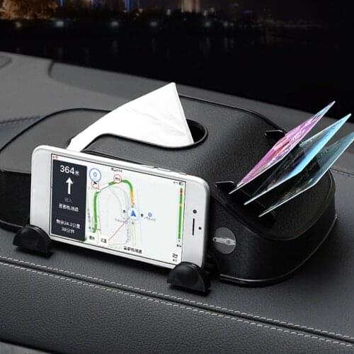 Creative Car Tissue Box Multi-function Mobile Phone Bracket Inserter Auto Tissue Box Container Towel Holder Fashion