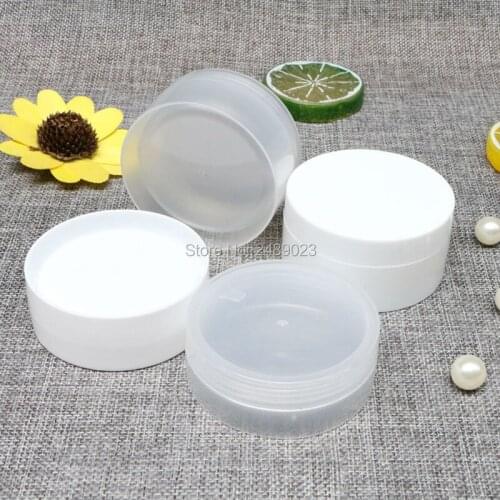 Hot 50Pcs Cosmetic Empty Jar Pot Eyeshadow Makeup Face Cream Container Bottle Fashion Design White/Transparent Capacity