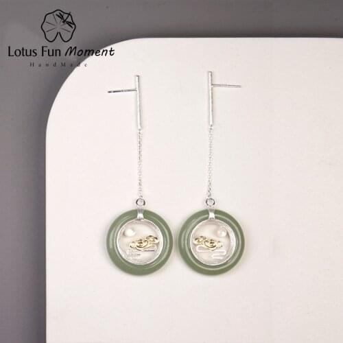 Lotus Fun Moment Real 925 Sterling Silver Fashion Jewelry Classic Oriental Element Peace Clouds Design Drop Earrings for Women