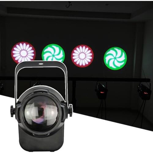 40W Mini Color Changing Lamp Pattern Light 4 Colors + 3 Slides LED Lmaging Light DJ Disco Strobe Par Party Light DMX512 Control