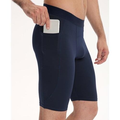Men Commpression Short Pants With Pocket Jogging Fitness Shorts Workout Training Gym Leggings Quick Dry Sports Shorts Tights