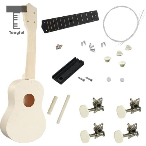 DIY 21inch Basswood Soprano Ukulele Kits Set Handmade Musical Instrument Gift for Family Friends Christmas Birthday