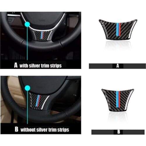 Carbon Fiber Steering Wheel Sticker For BMW F10 F07 F01 5 series 7 series M Stripe Emblem 3D Car Accessories