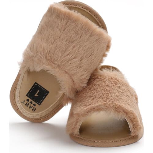 2020 New Fashion Summer Cute Infant Baby Faux Fur Baby Shoes boys girls shoes soft sole shoes for 0-18M