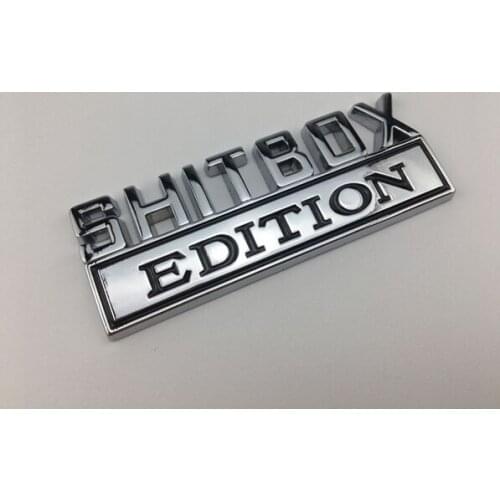 New Silver Metal SHITBOX EDITION Emblem Auto Trunk Fender Badge Decal Stickers Car Accessories